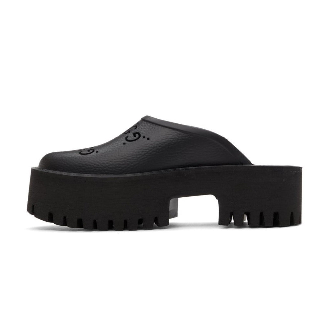Gucci Platform Perforated G Sandal 'Black'