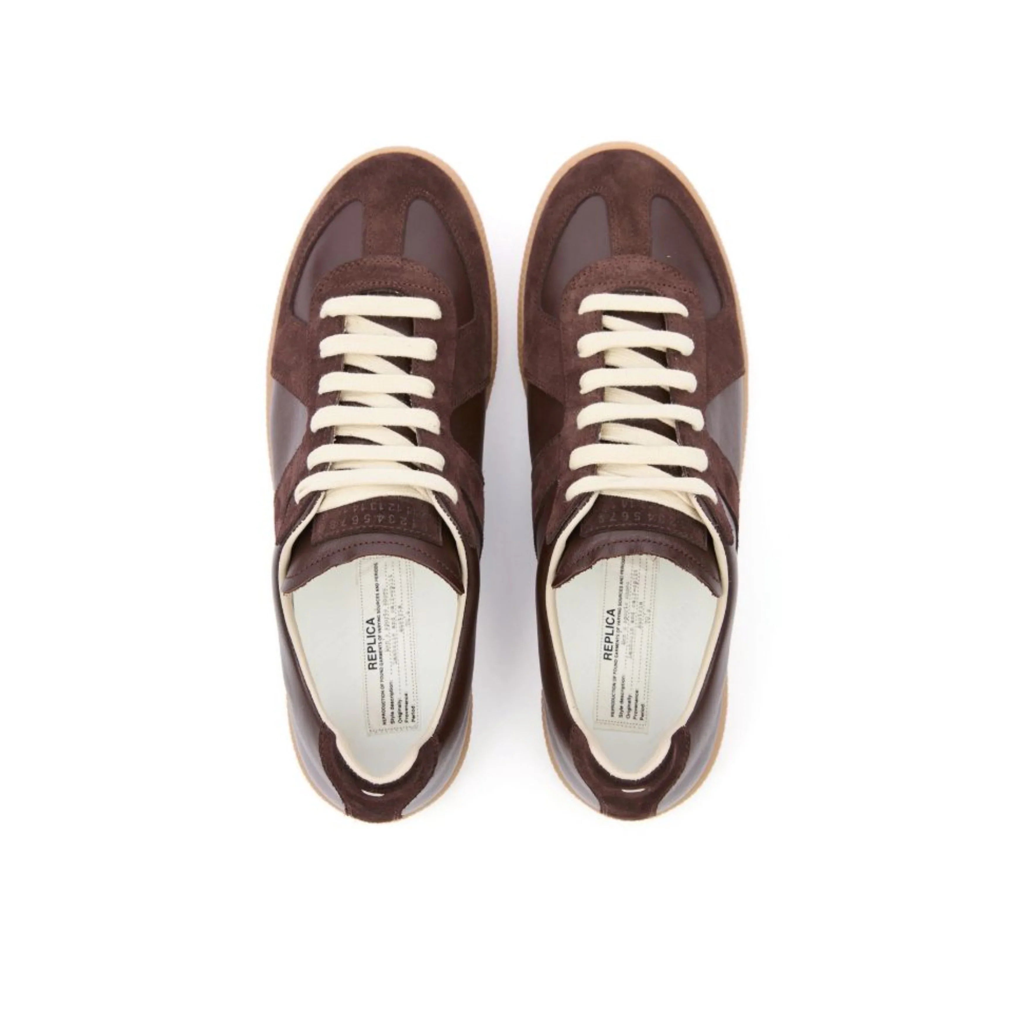 Maison Margiela - Replica leather and suede sneakers - brown