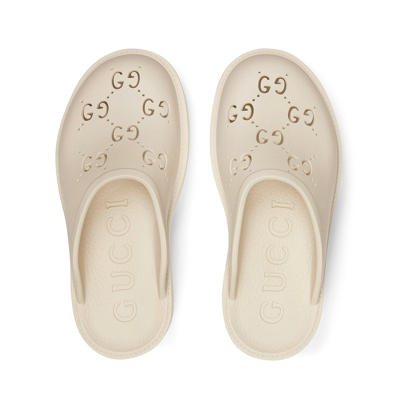 Gucci Platform Perforated G Sandal 'White Rubber'